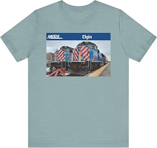 Elgin Metra station T-shirt in Heather Blue Lagoon