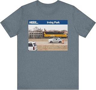 Irving Park Metra station T-shirt in Heather Slate